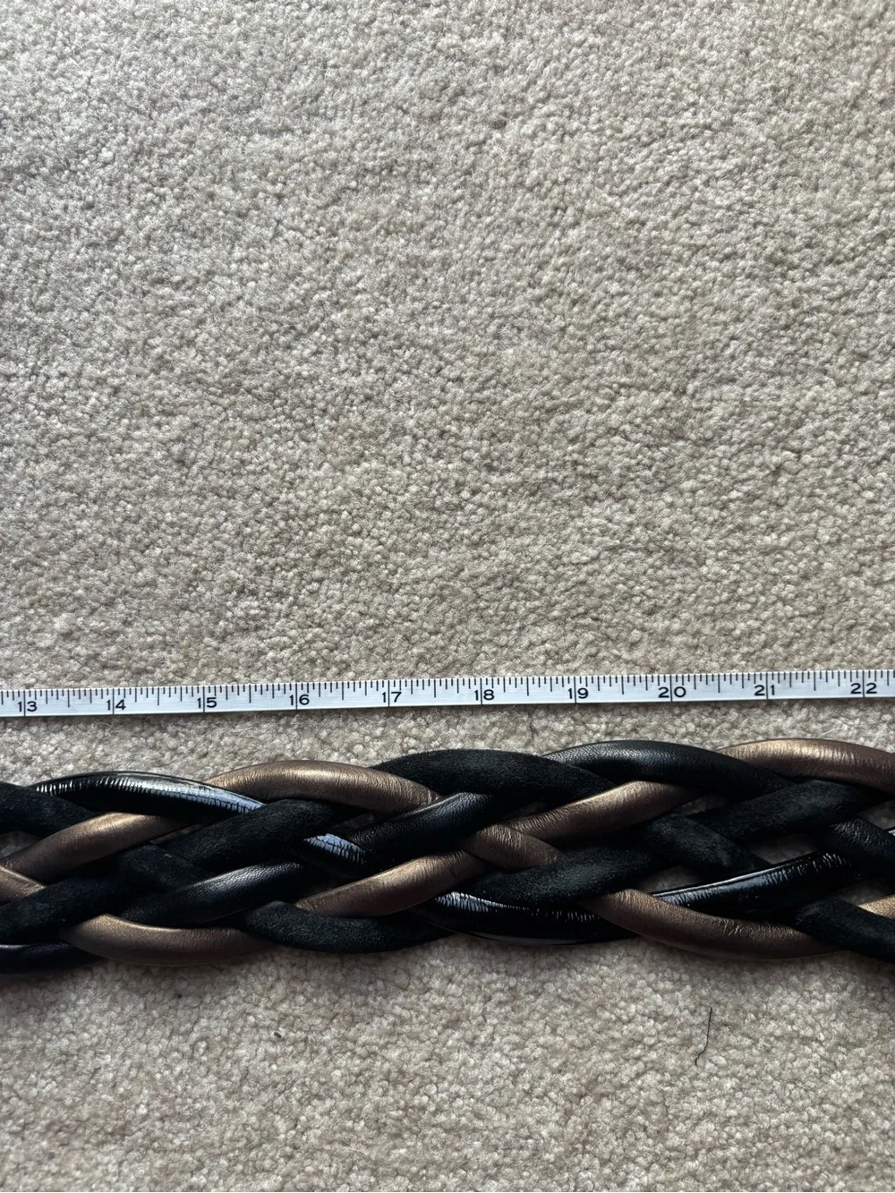 Emanuel Ungaro Braided Black and Brown Belt with Decorative Gold Buckle